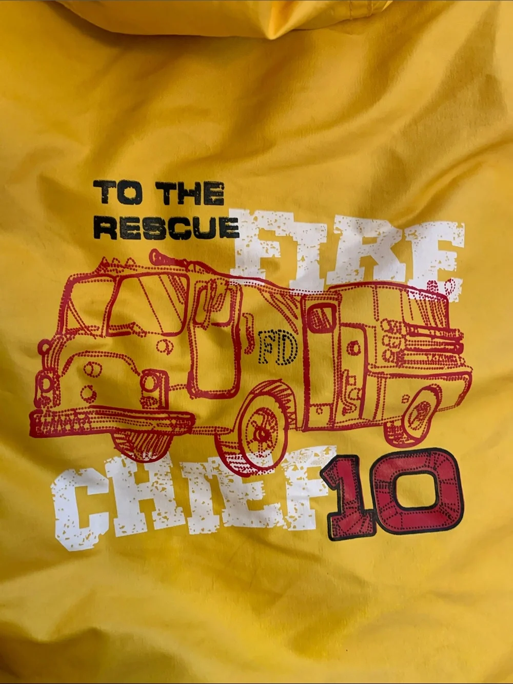 Firefighter Rain Coat Yellow Kids Hooded Carters Boys Size 7 Large Fire Chief